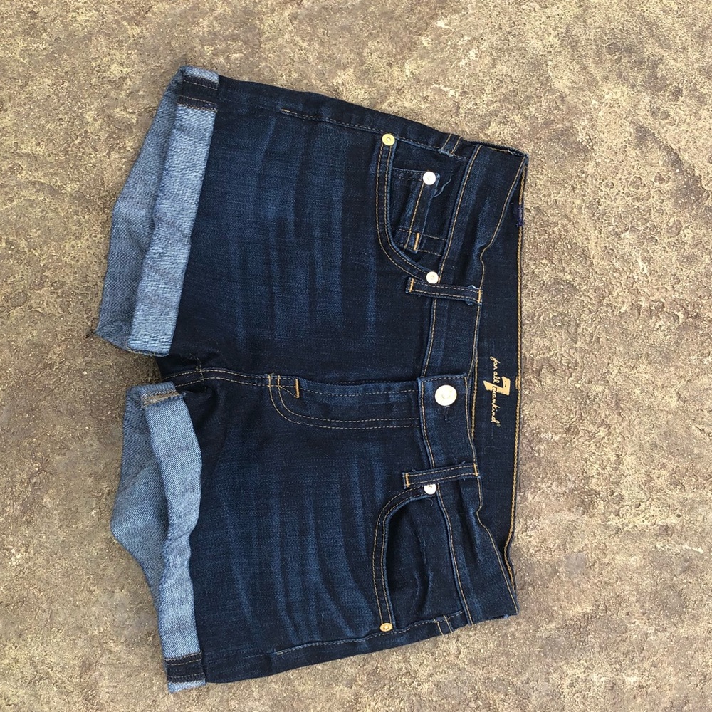 Seven for all mankind cuffed dark denim shorts